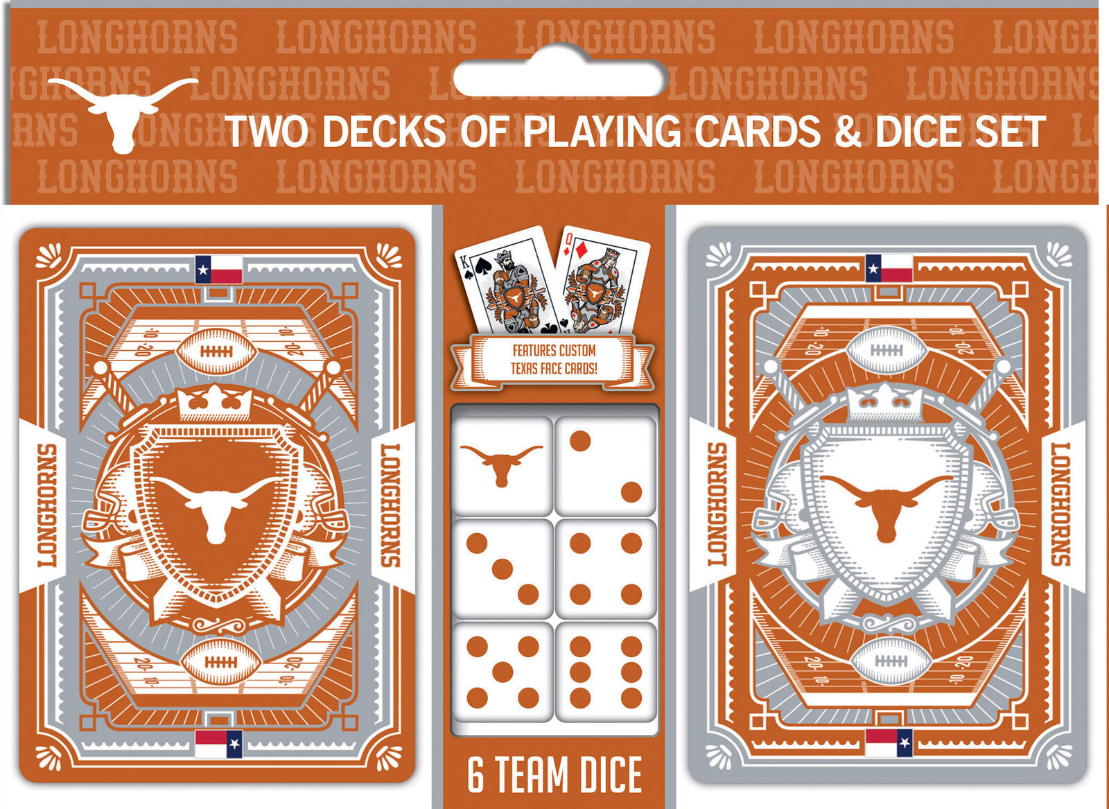MasterPieces - Texas Longhorns - NCAA 2-Pack Playing Cards & Dice Set