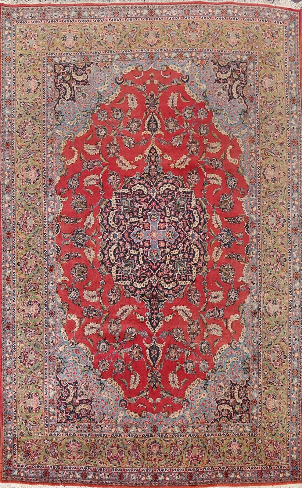 Antique Floral Ardakan Hand-knotted Area Rug Vegetable Dye Oriental Carpet 9x13