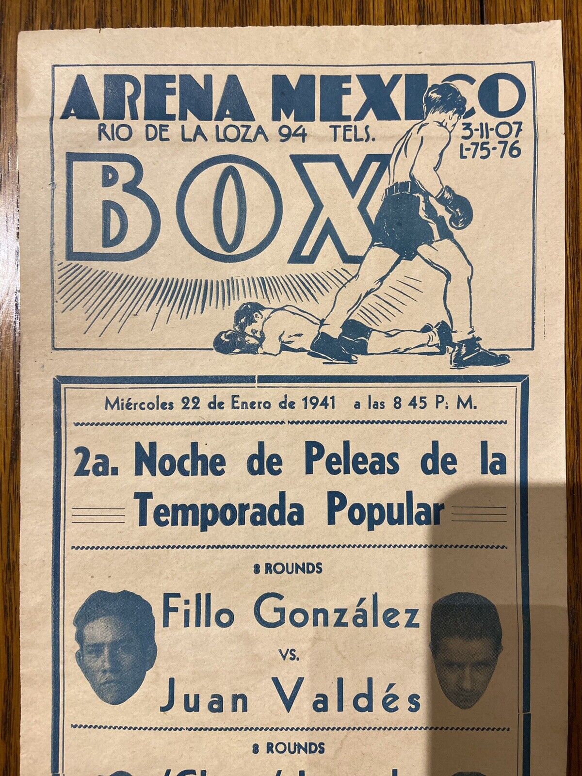 Original 1941 Mexican boxing Announcement