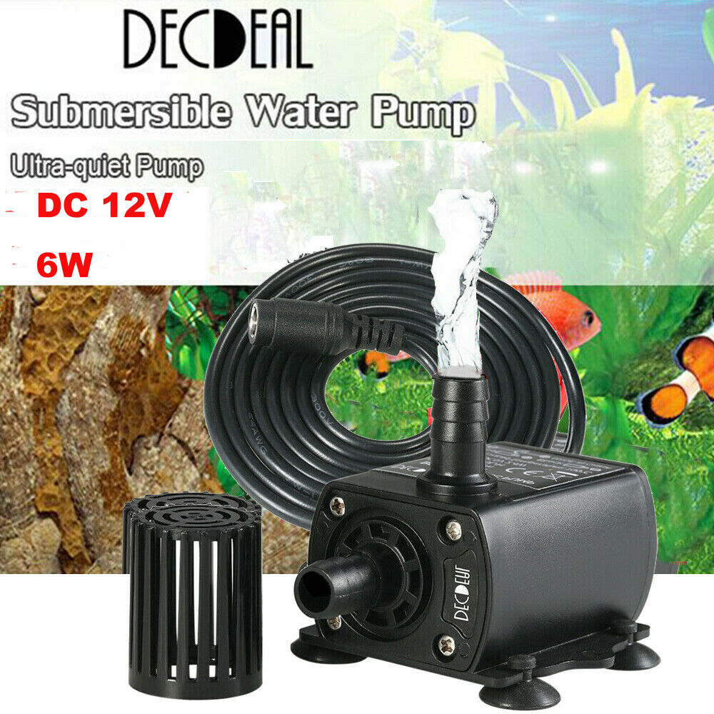 Decdeal DC 12V 6W 300L/H Brushless Water Pump Submersible Fountain Pool L6R9