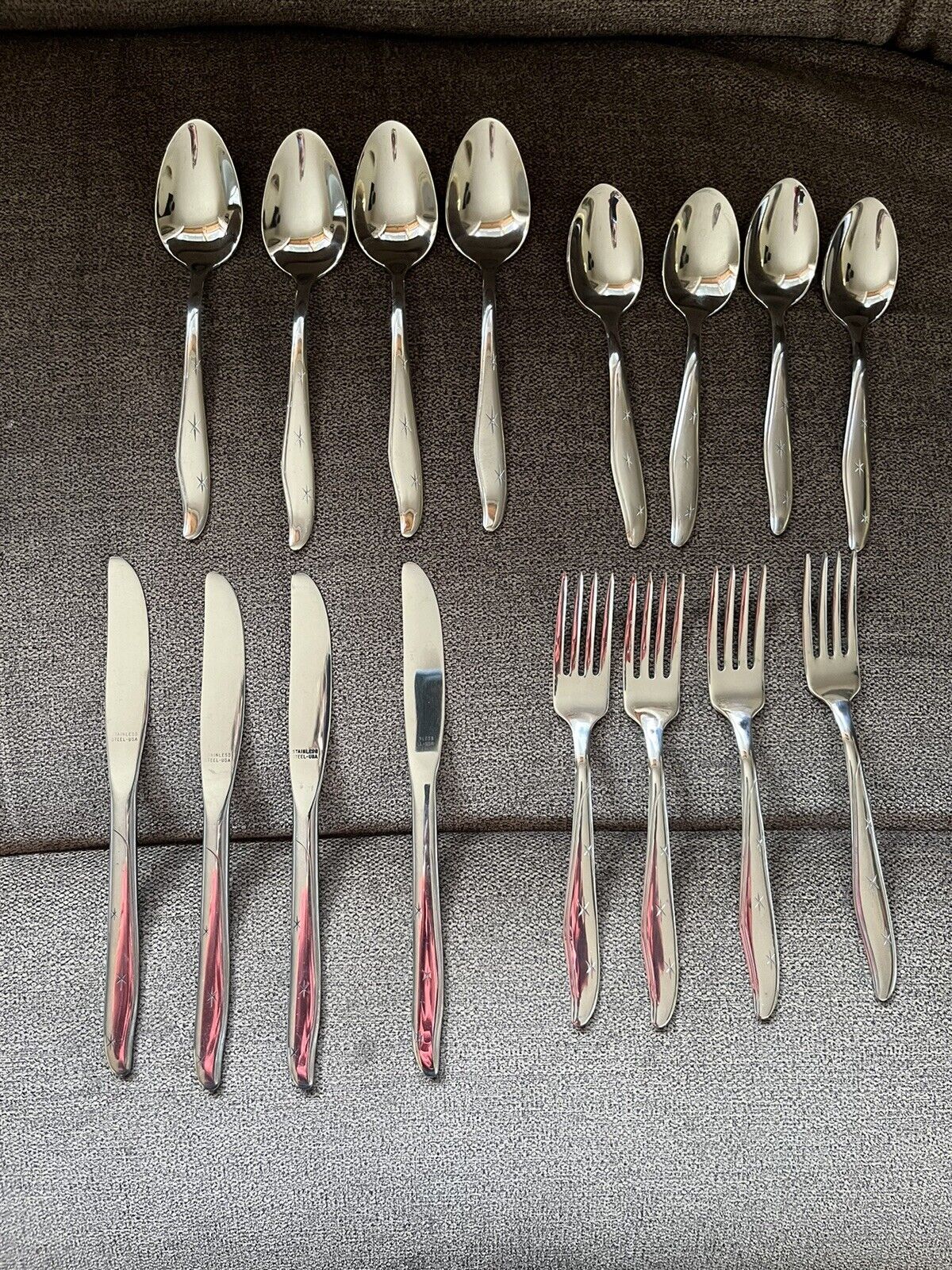 Mar-crest  MCM Atomic Starburst Stainless Silverware 4 Place Settings 16pc