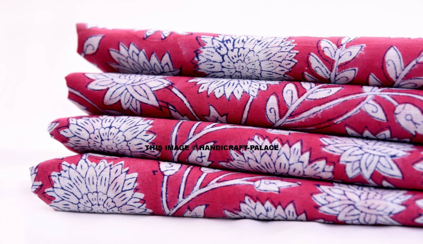 Indian Hand Block Print Cotton Fabric Natural Printed Handmade Sanganeri Vintage
