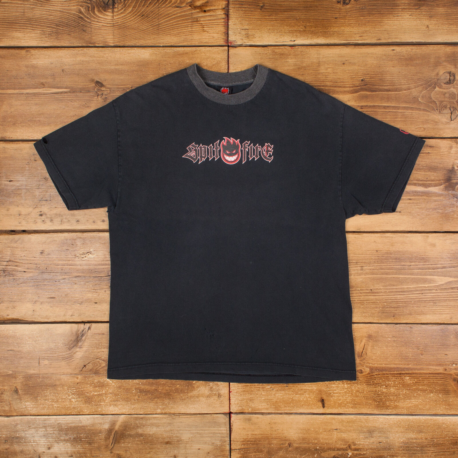 Vintage Logo T Shirt XL Spitfire Wheels Skateboard Black Tee
