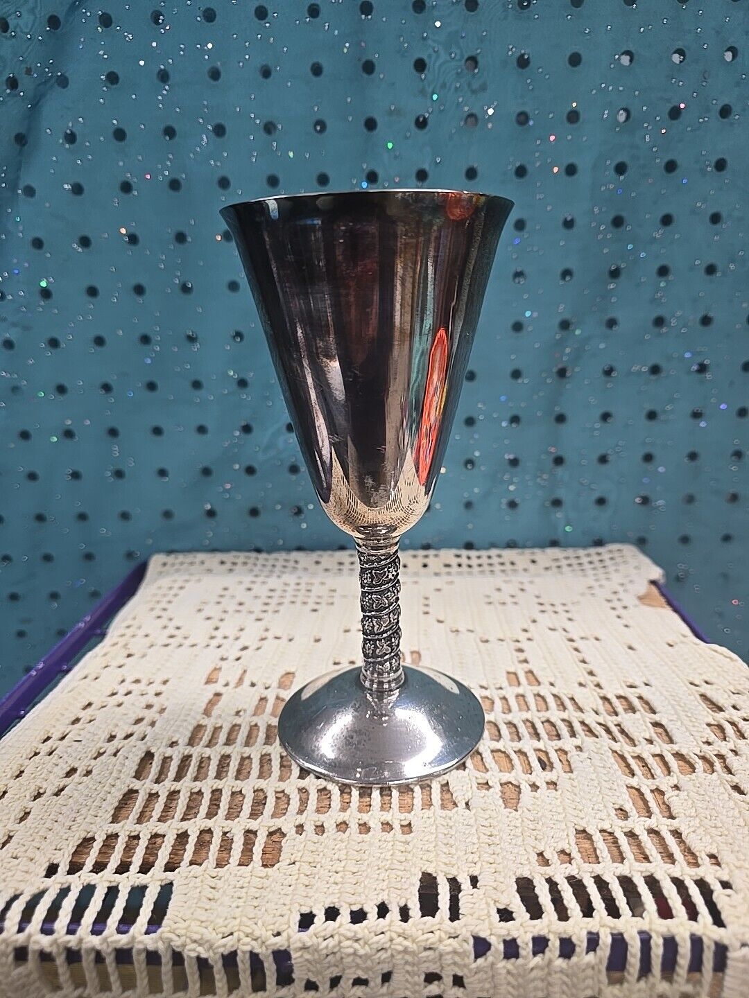 1950s Champagne Goblet by A.Lara Sevilla Spain Silverplate Twisted Vine