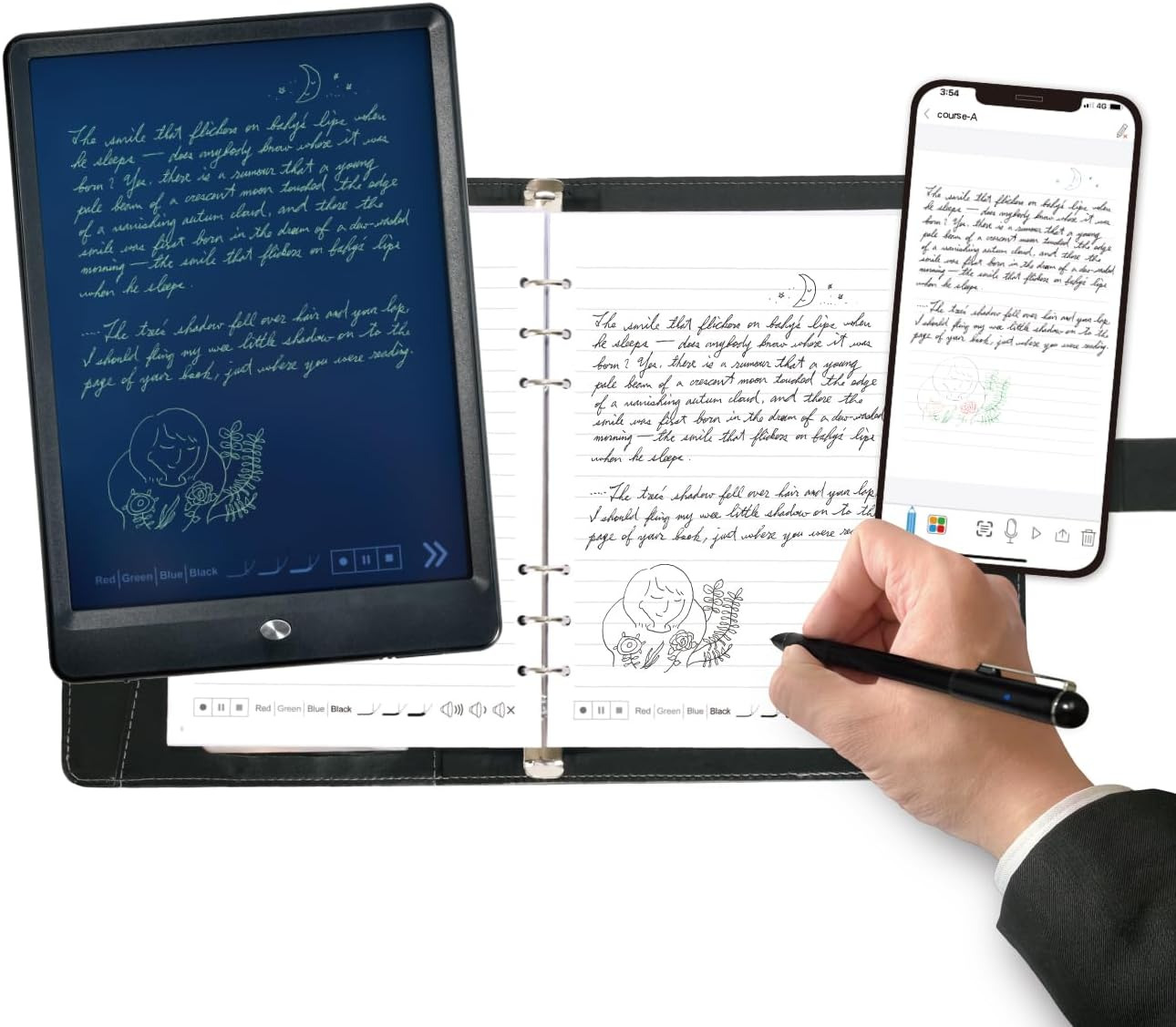 Smart Pen+Notebook+Tablet, Smartpen Real-Time Sync for Digitizing, Storing, and 