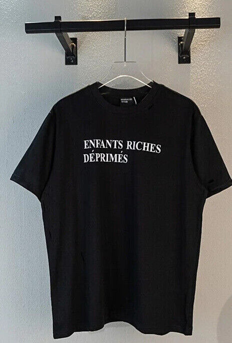 Enfants Riches Deprimes Logo Print Holes Mens Womens Black Cotton T Shirt
