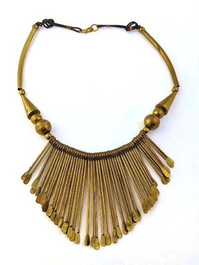 Vintage MCM Brass Necklace, 1970\'s Vintage Jewelry