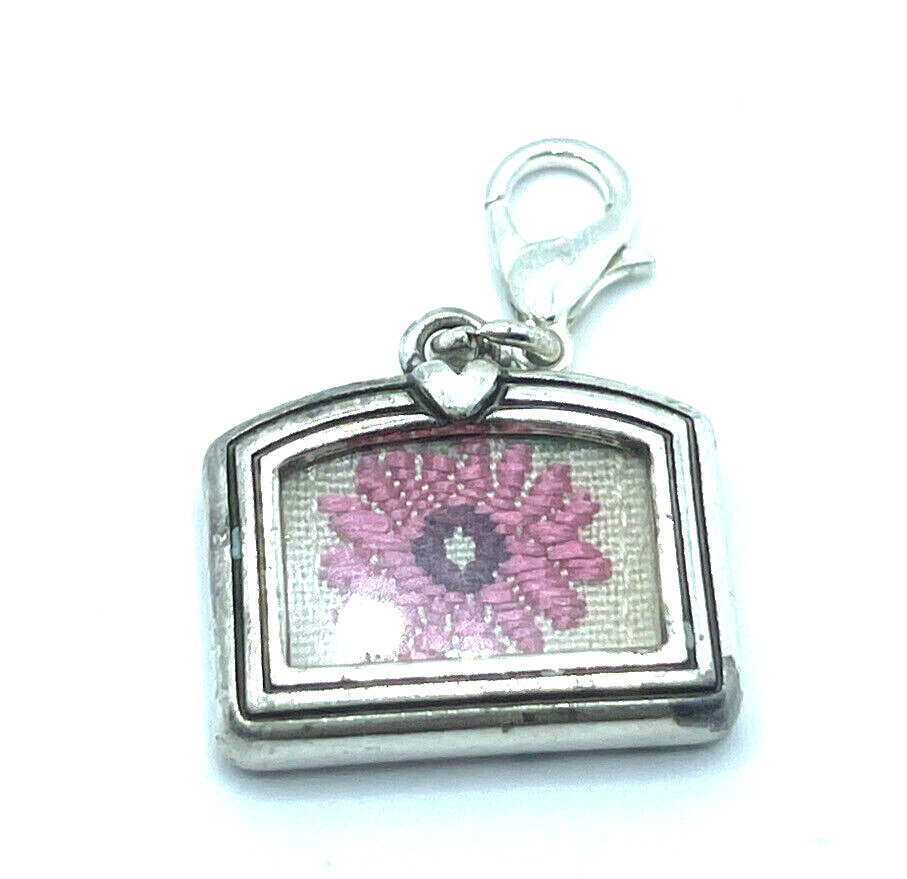 Brighton LOVE MEMORIES Joyful Moment Pink Flowers Picture Embroidered ABC Charm