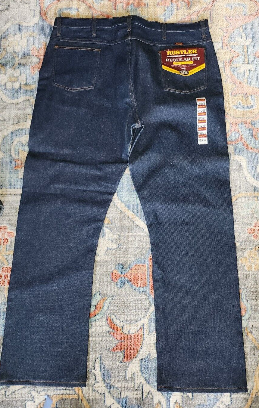 NWT VTG USA Made Mens Rustler Regular Fit Boot Denim Jeans 42x32 NOS
