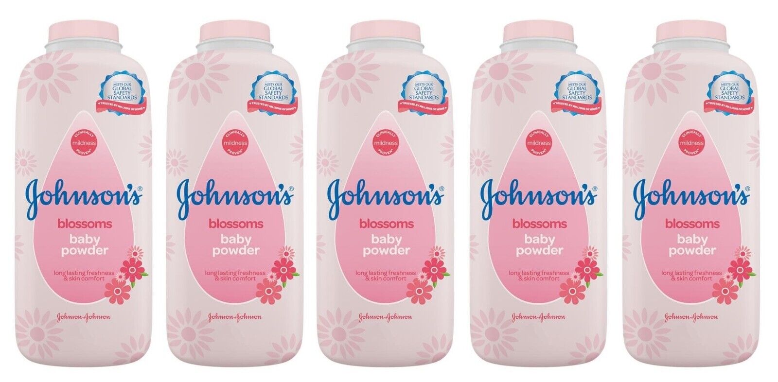 5 Johnson's Baby Powder Blossoms TALC International Version 17.6 oz \ 500G X 5pk