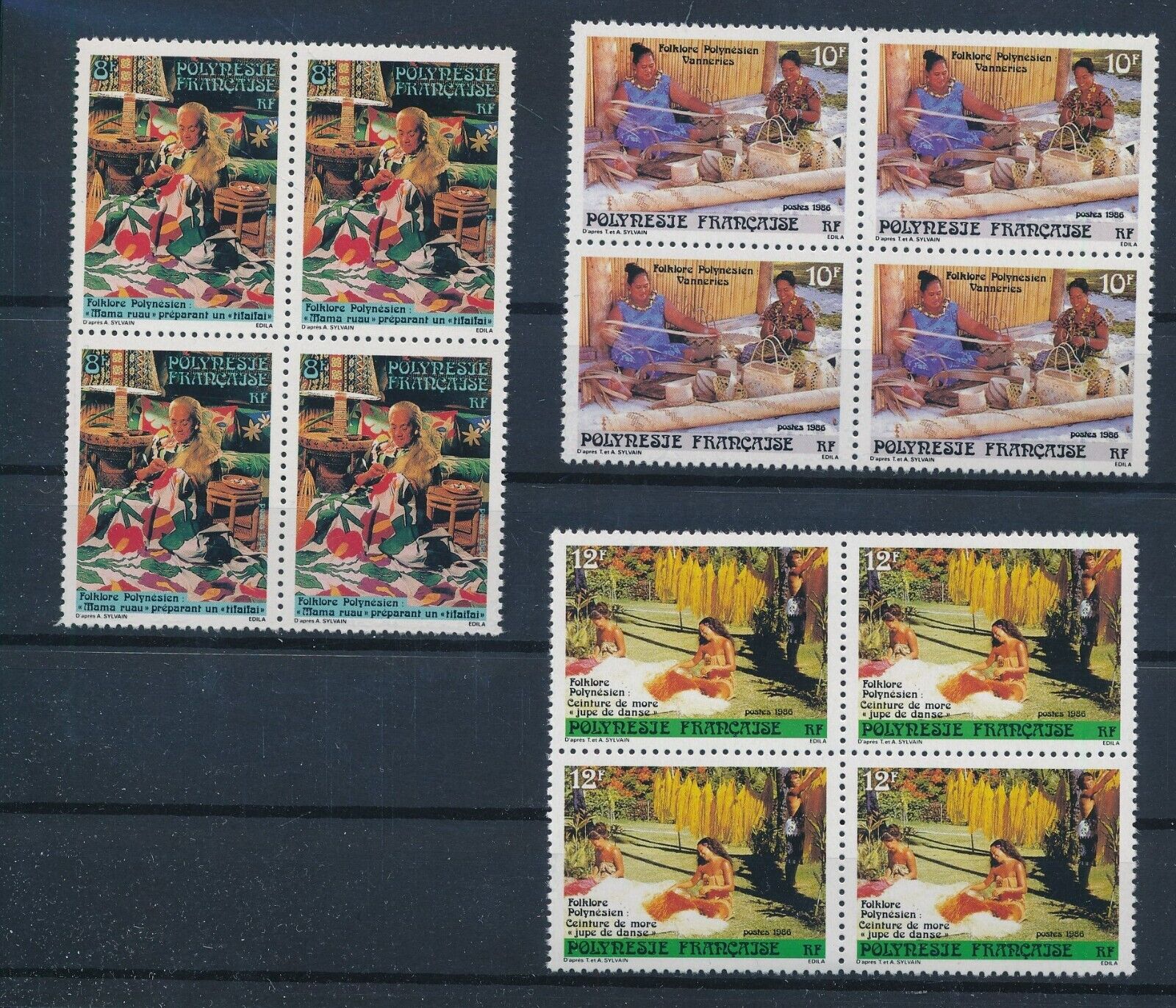 [BIN4378] French Polynesia 1986 good set in blocks of 4 stamps very fine MNH
