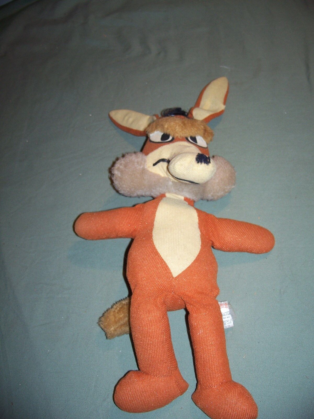 Vintage 1971 Wile Coyote Plush Stuffed Toy from Warner Bros. 14 inch 