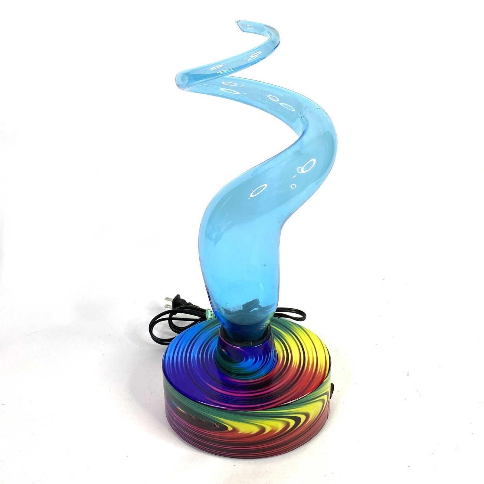VTG Lumisource Electra Plasma Lamp Multicolor Art Glass Twisted Swirl Light RARE
