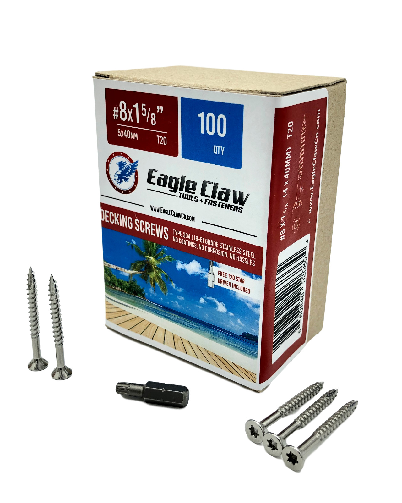 Eagle Claw Stainless Steel Wood Screws Star Drive Flat Head Various Sizes