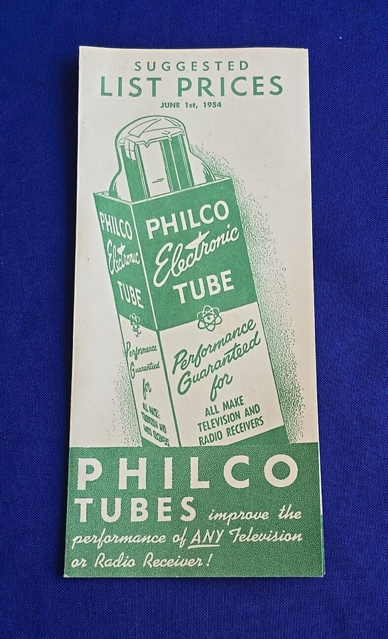 PHILCO TUBES 1954 Advertisment Electronic TUBE List Price