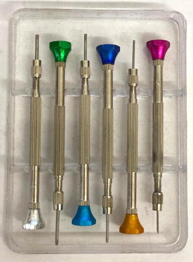 WATCHMAKERS / JEWELLERS / OPTIC SCREWDRIVER SET OF 6HIGH QUALITY WITH REVERSIBLE