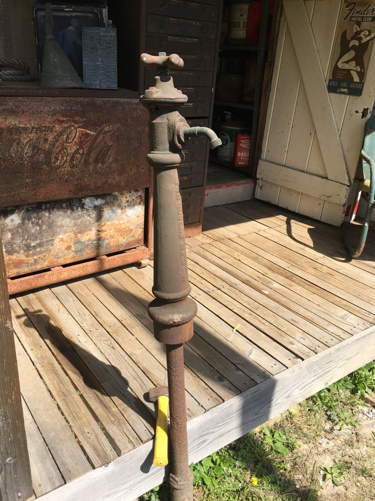 Antique Vtg Cast Iron Hand Water Well The Goulds Pump Stand Seneca Falls NY 36\