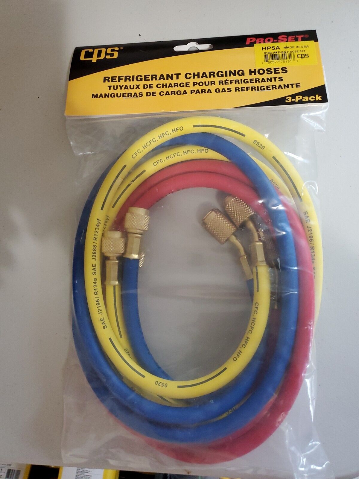 CPS Products HP5A Pro Set Refrigerant Charging Hoses 3-pack New