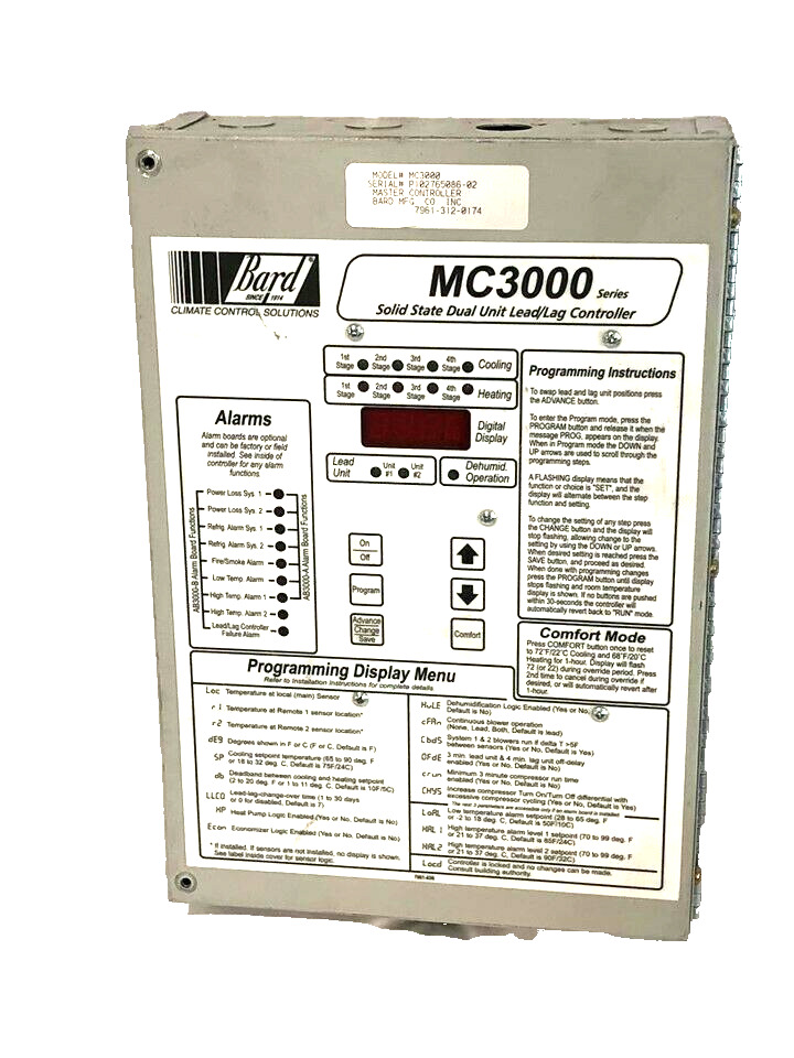 Bard MC3000- Series Solid State Dual Unit Lead/Lag Controller 