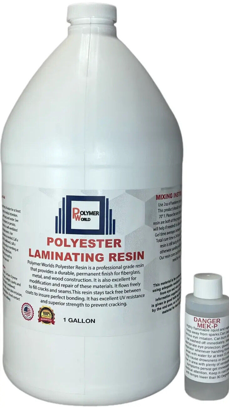 Polymer World Polyester Resin 1 Gallon For Boats RVs Canoes Fiberglass Autos