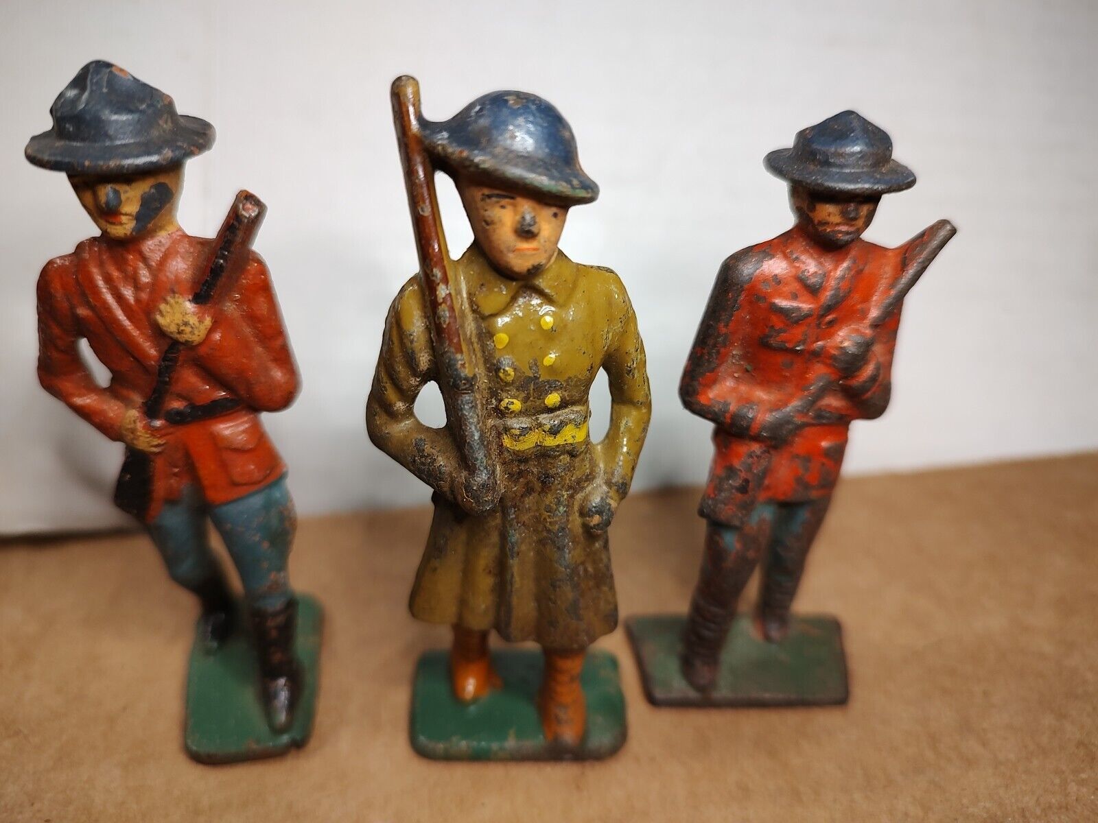 3 1930s Cast Iron Toy Soldiers Lot
