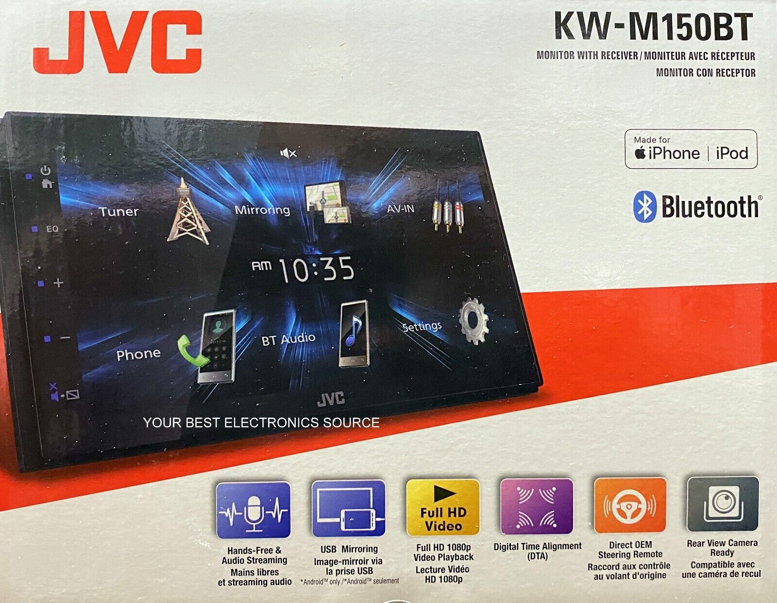 NEW JVC KW-M150BT, 2-DIN Digital Media Receiver, w/ Bluetooth, USB