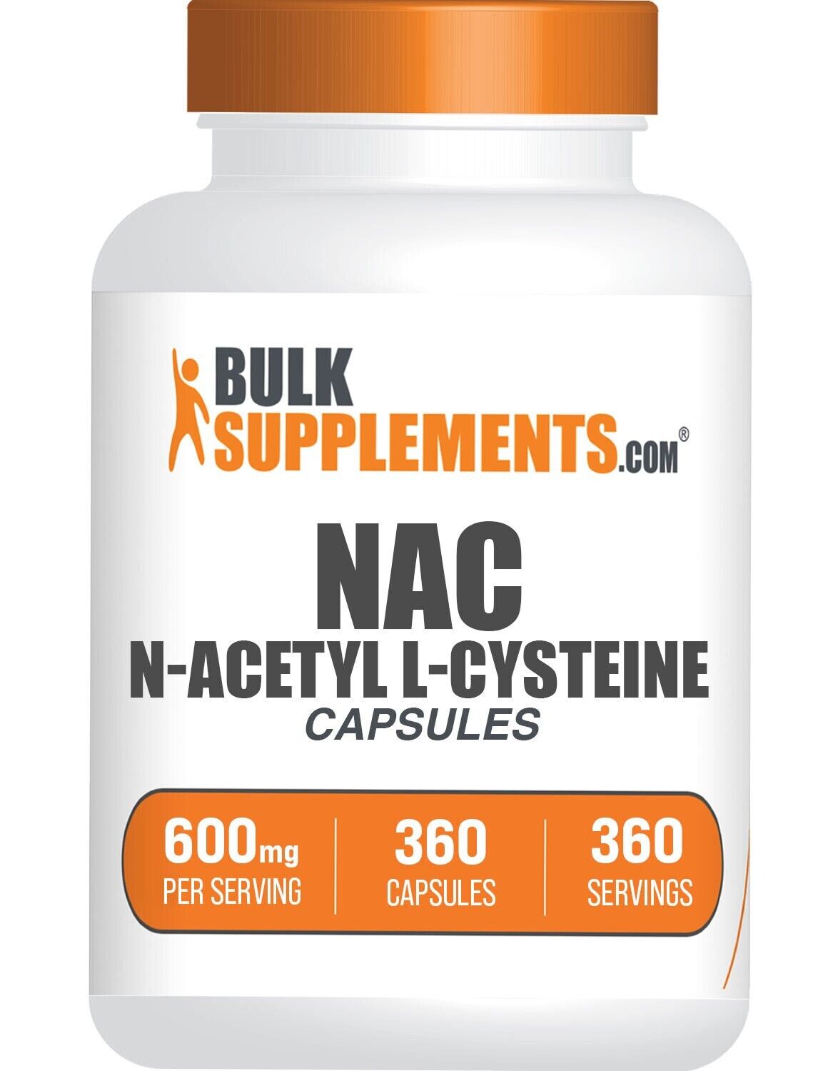 BulkSupplements N-Acetyl L-Cysteine (NAC) Capsules 360ct - 600mg Per Serving