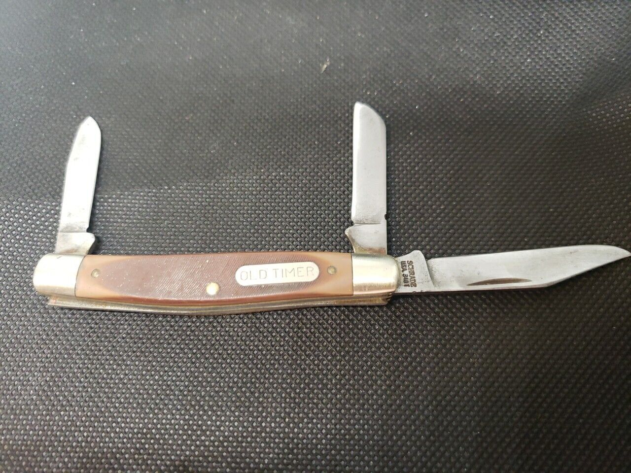 Schrade Old Timer Knife Made In USA 34OT Medium Stockman Saw Cut Delrin Handles