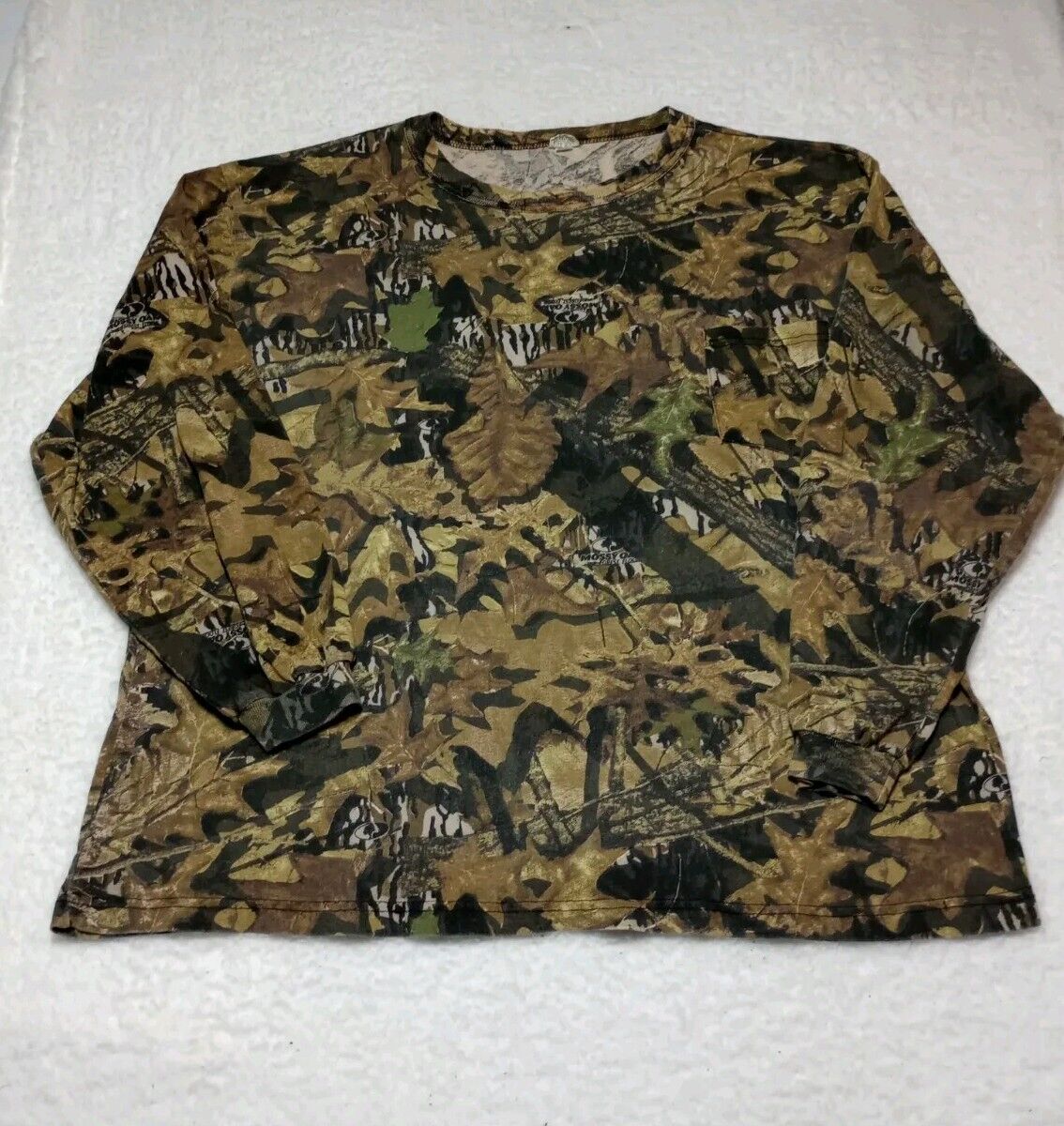 Vintage Trail Crest Mossy Oak Forest Floor Camo Long Sleeve Pocket T Shirt Sz 3X