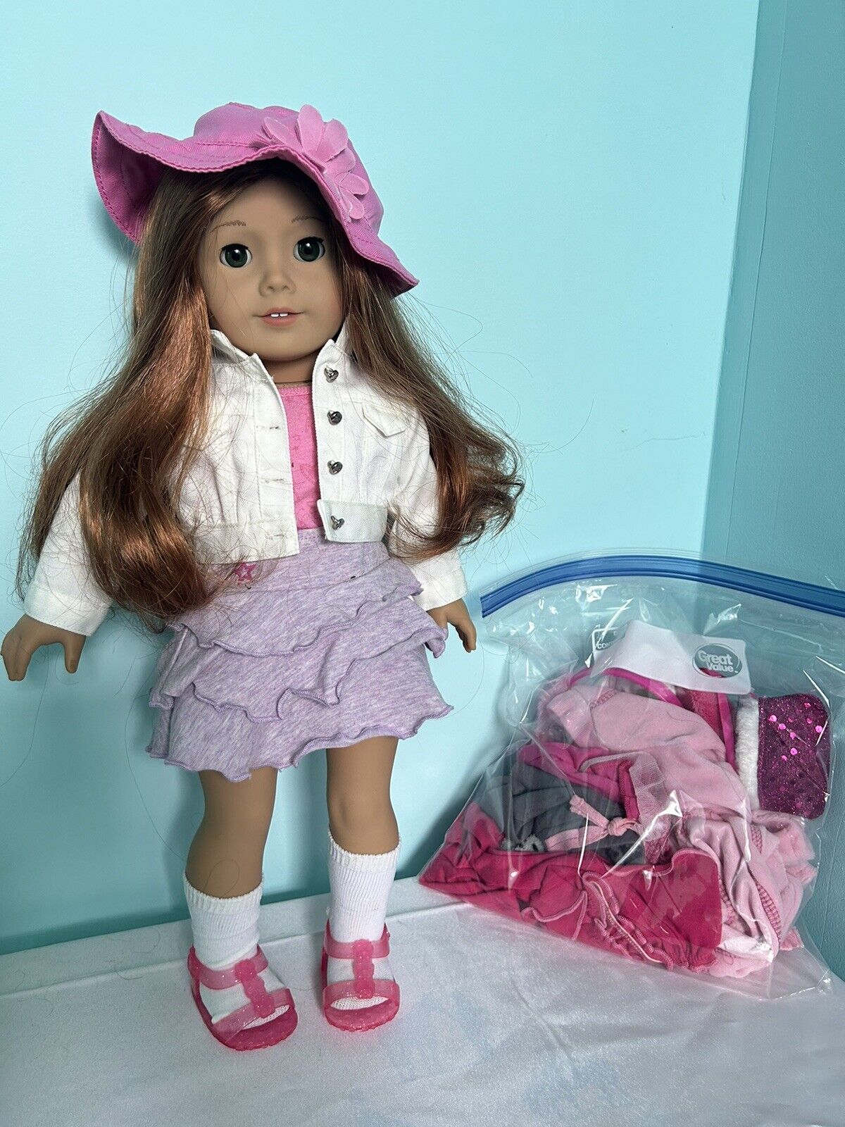 American Girl Truly Me Doll with small accessories and clothing lot