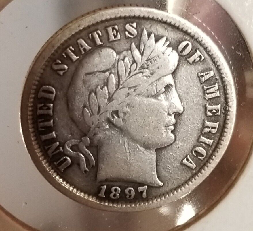1897 *Very Fine* Barber Dime 90% Silver US Antique Coin