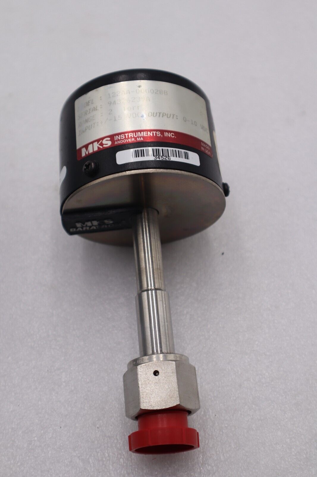MKS INSTRUMENTS 122AA-00002BB PRESSURE TRANSDUCER TYPE 122A STOCK #K-1204A