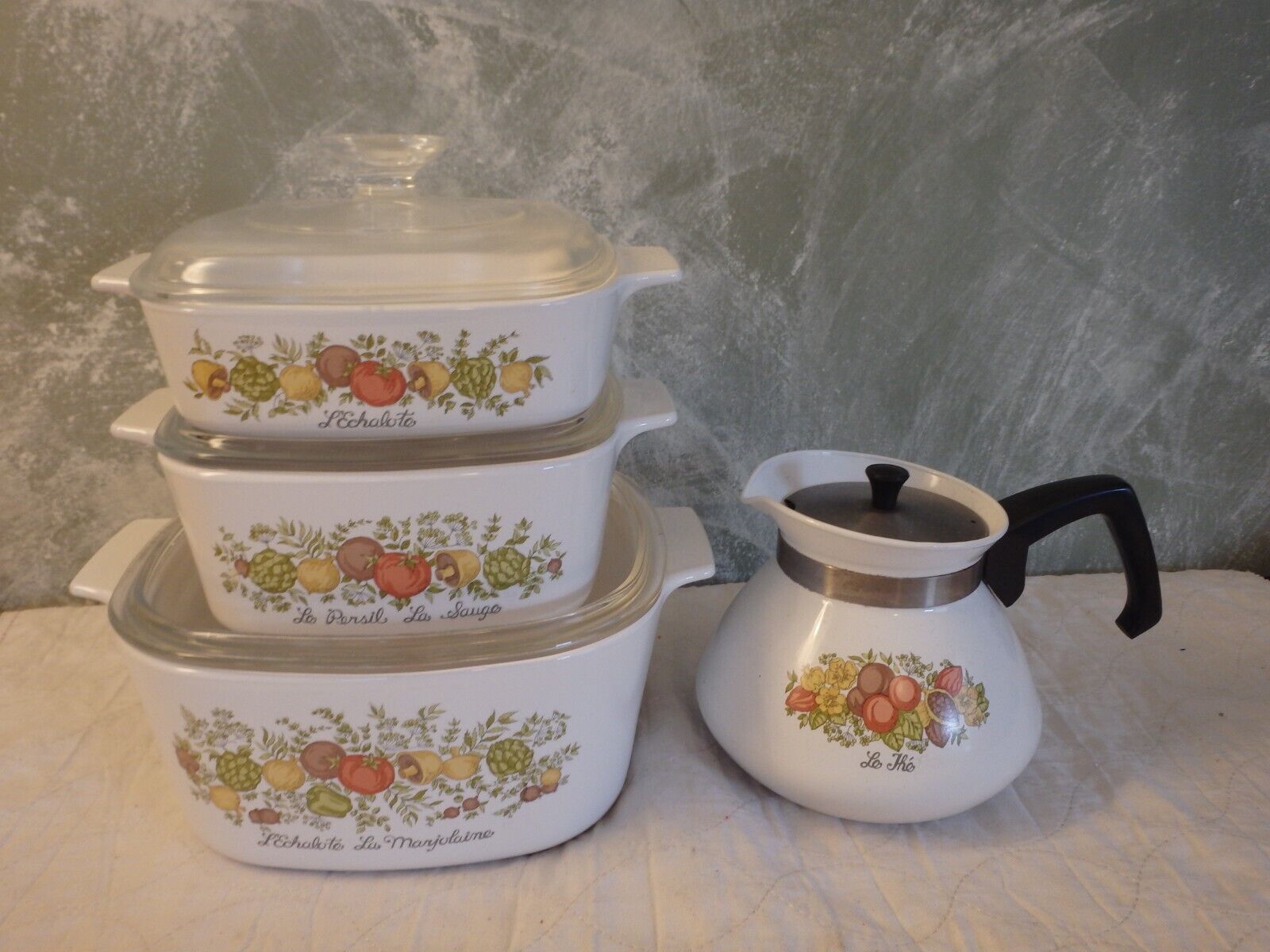 Rare 1970\'s Vintage Corning Ware SPICE OF LIFE L’Echalote 7 pieces