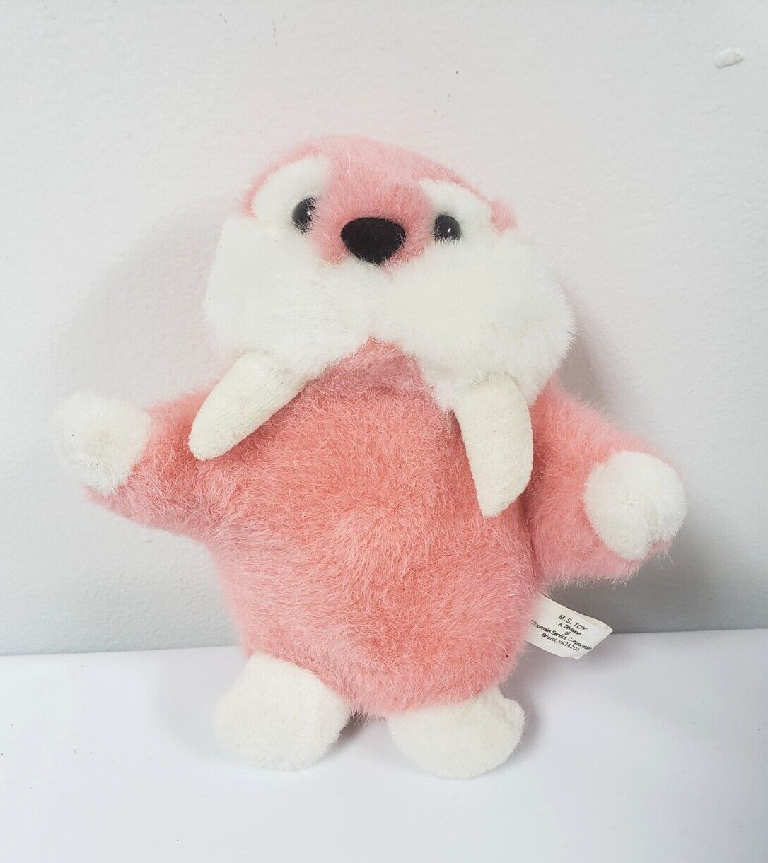 Vintage Pink Walrus Stuffed Animal Plush by M. S. toy 7 in