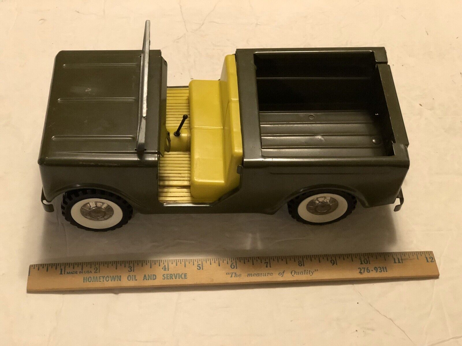 STRUCTO International Scout Army Jeep Pressed Steel Vintage Toy Read Inside
