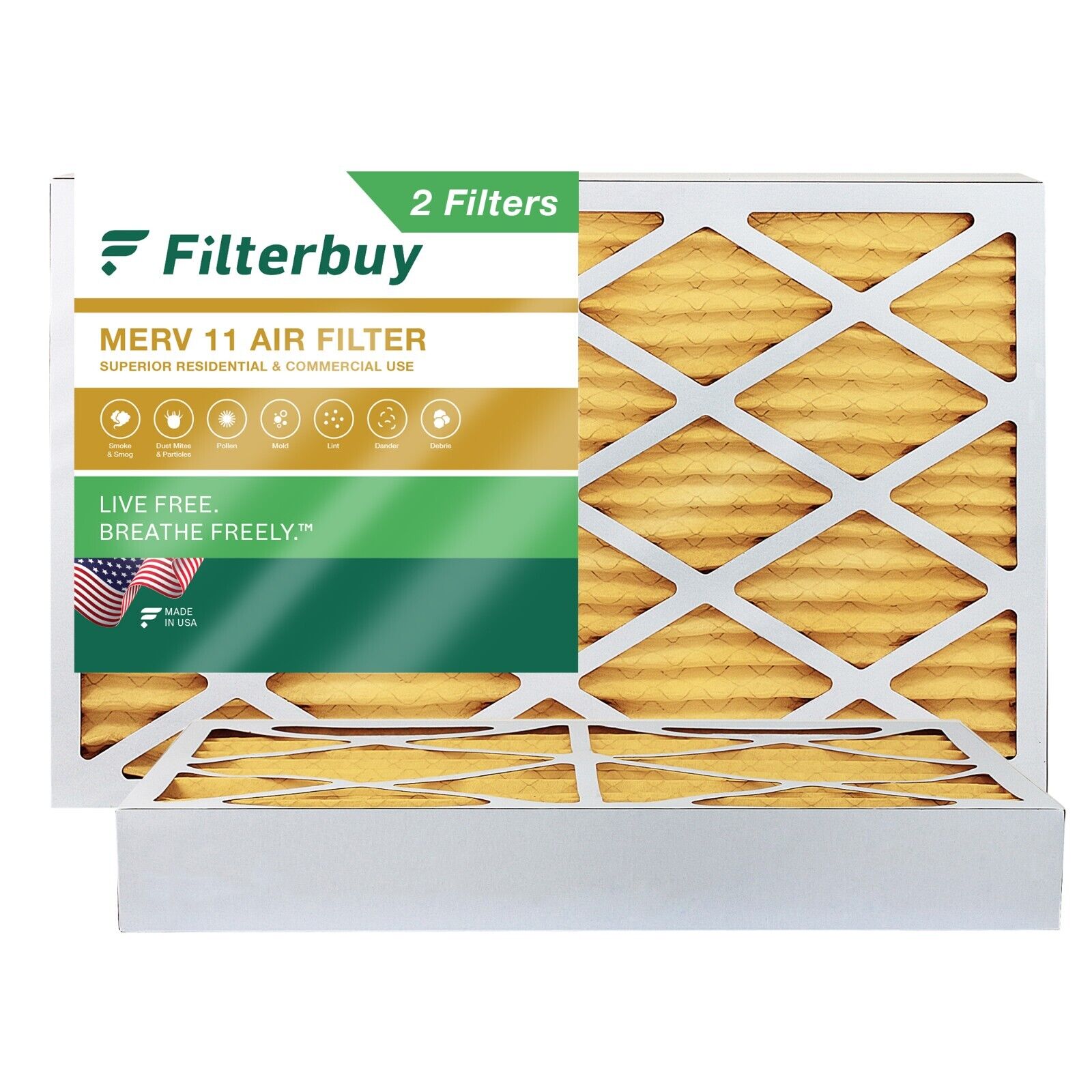 Filterbuy 16x25x4 Pleated Air Filters, Replacement for HVAC AC Furnace (MERV 11)