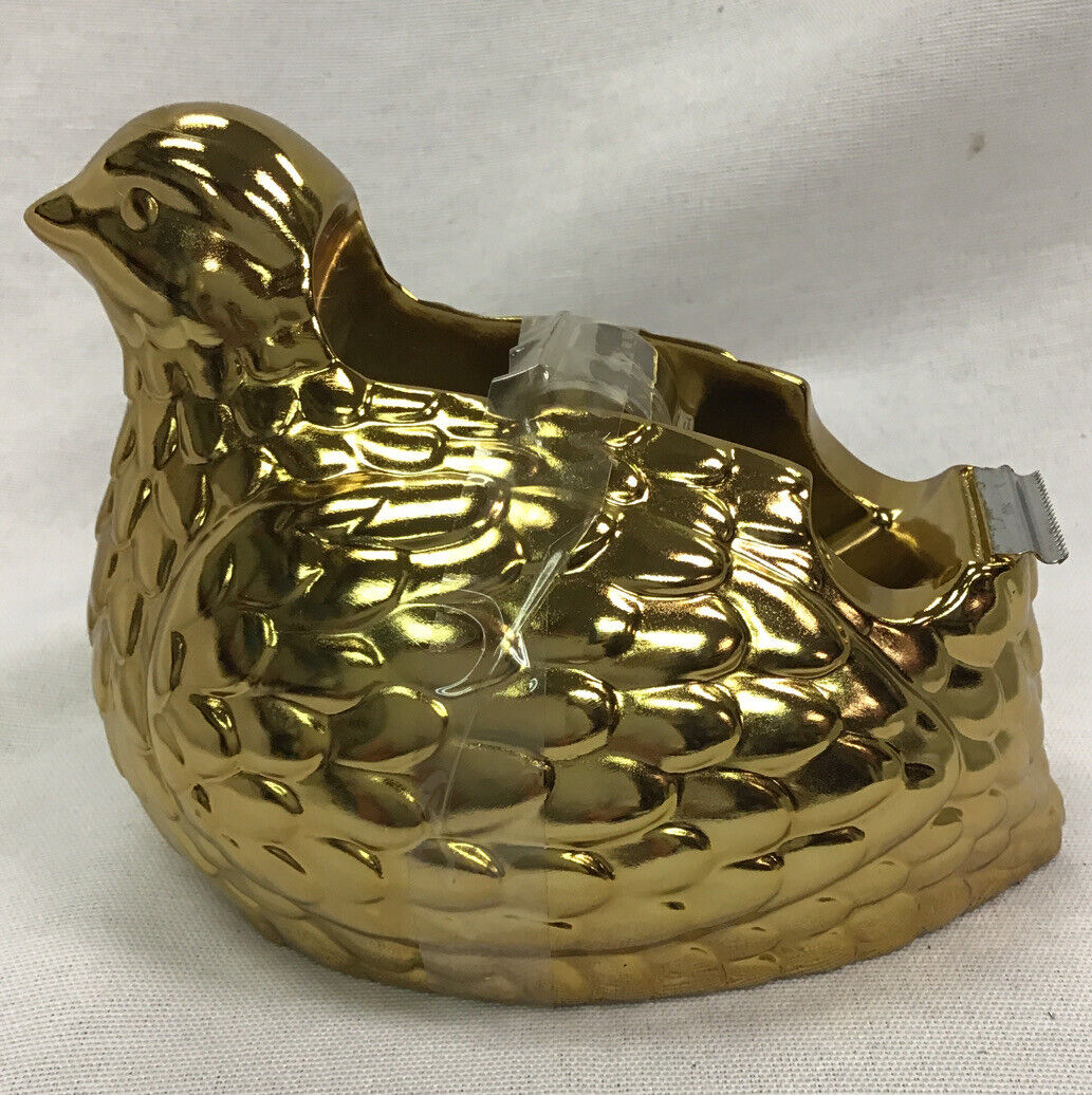 GOLD QUAIL BIRD  TAPE DISPENSER NATE BERKUS THRESHOLD NEW 5 INCH HEAVY