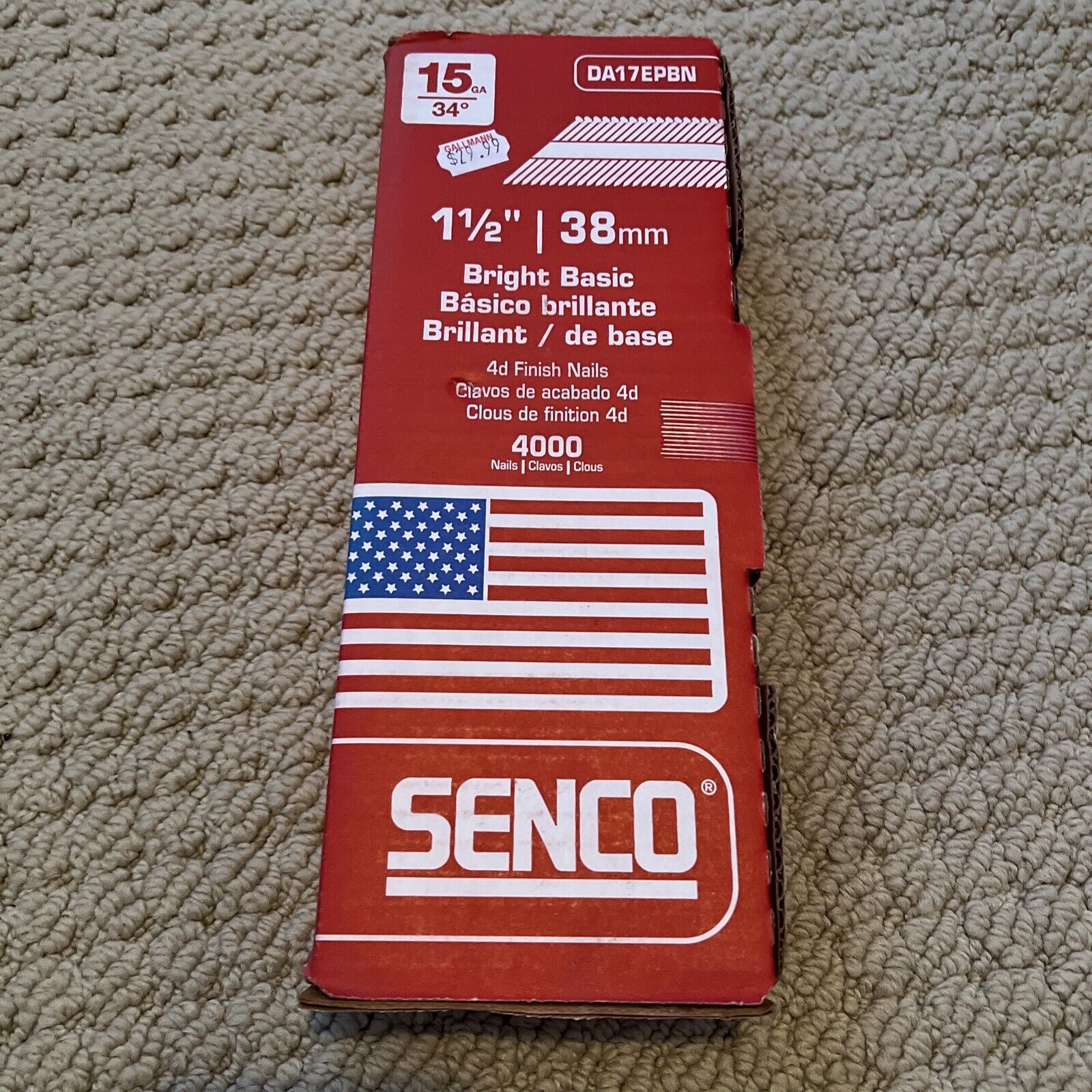 Senco 1-1/2 In. Box Of 4000 15-Gauge Finish Nail Pack