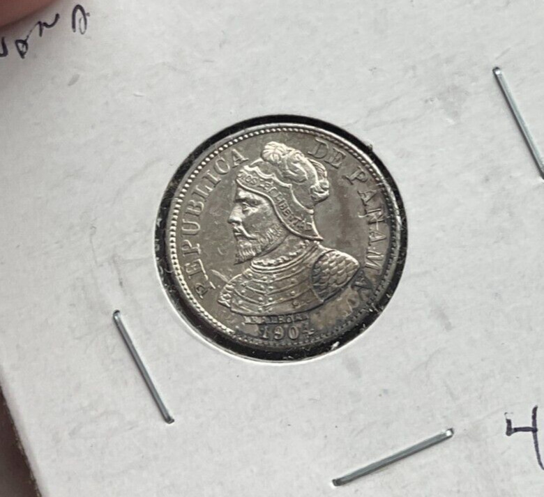 1904 Panama 5 Centesimos - Silver
