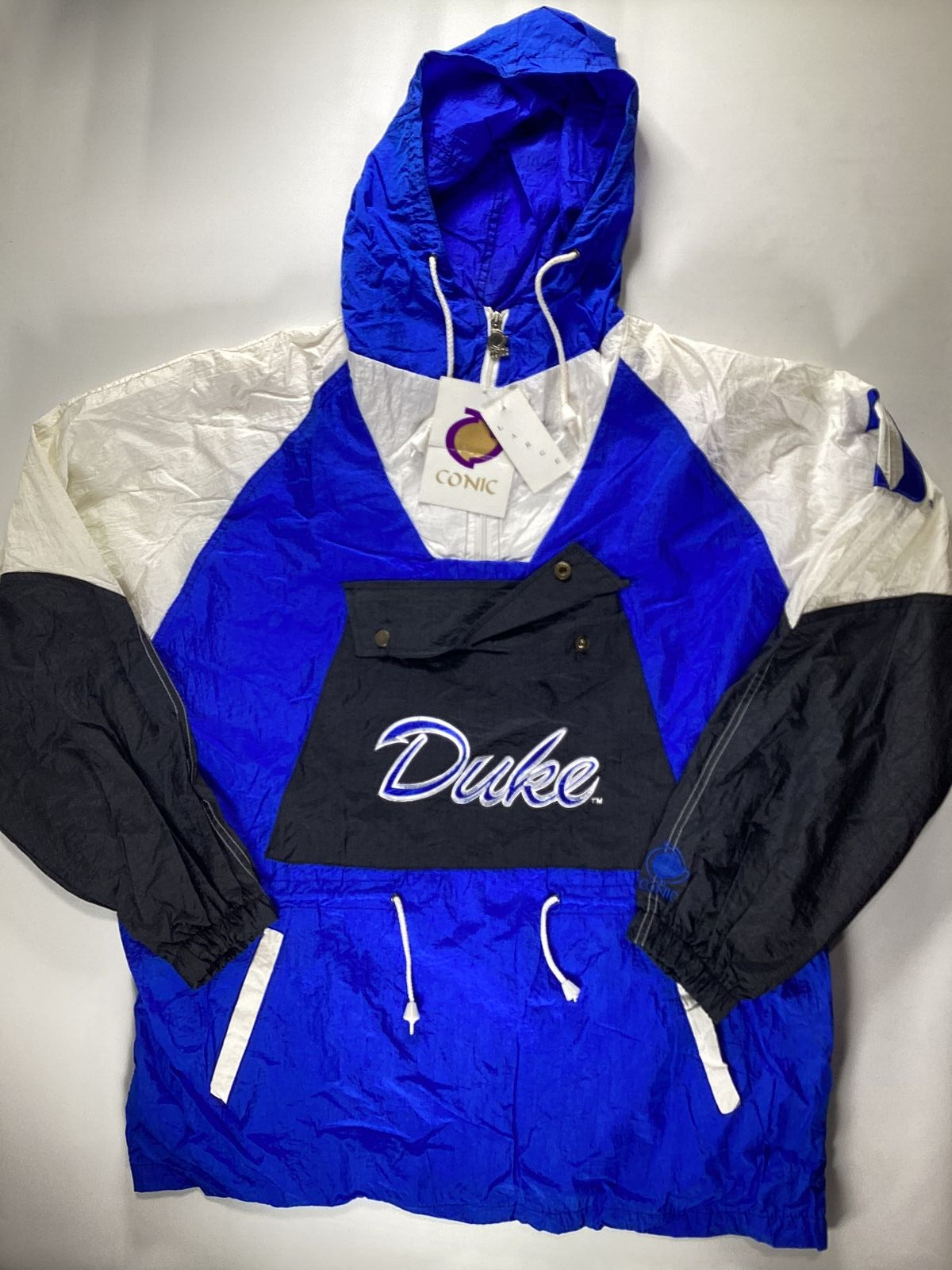 Mens Vintage Conic Duke Blue Devils Half Zip Hooded Coat Large L NEW