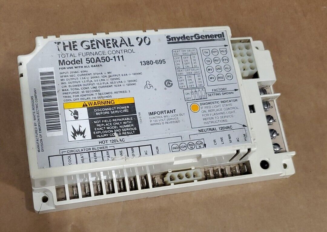 White Rodgers 50A50-111 Furnace Control Board 1380-695 THE GENERAL 90 