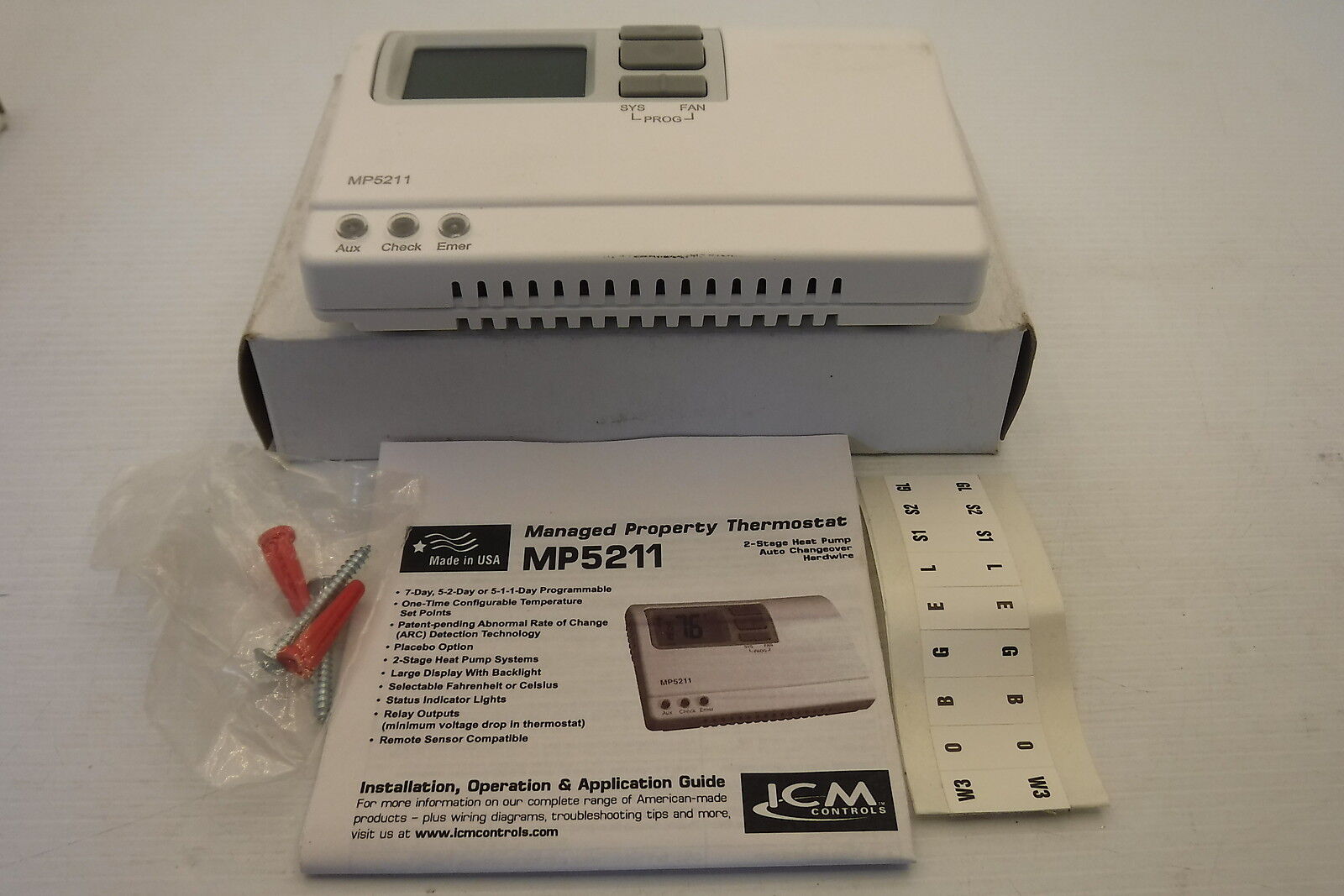 ICM CONTROLS MP5211 Low Voltage Thermostat, 7 Day Programmable NIB