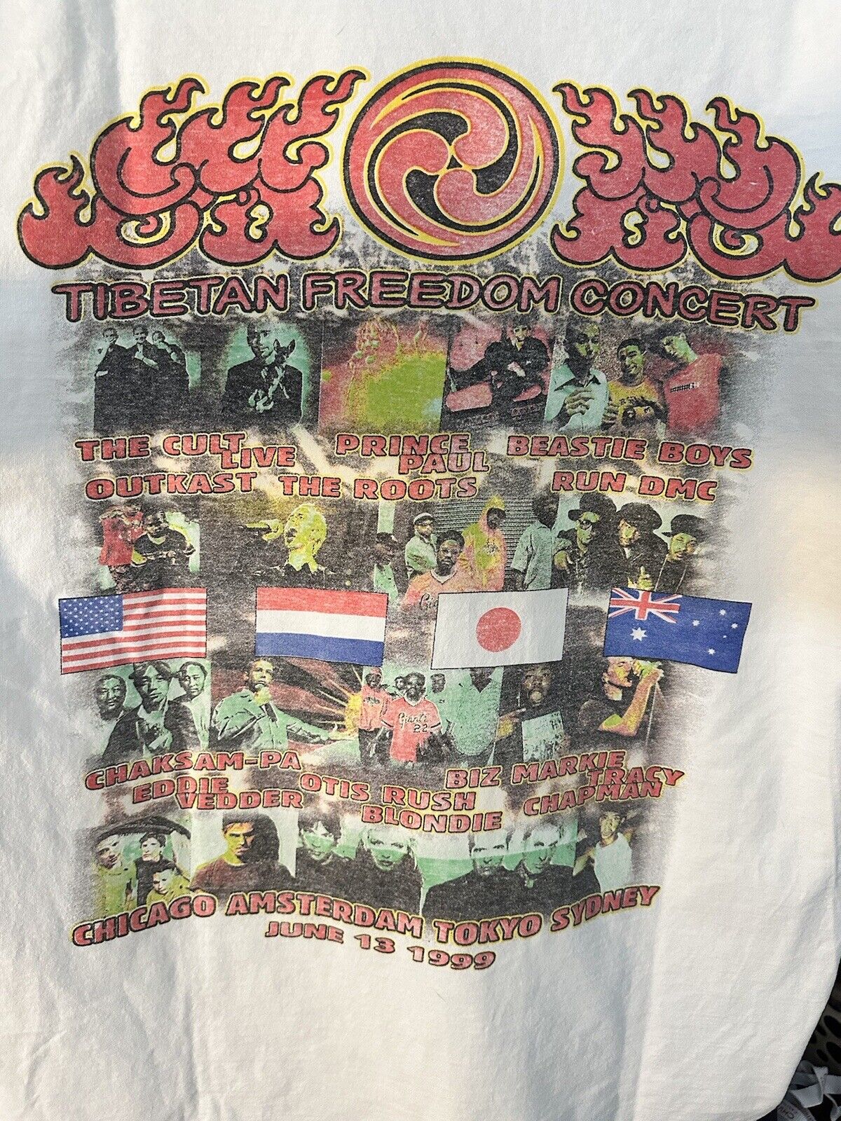 Rare Vintage 1999 Tibetan Freedom Concert Shirt Outcast, Beastie Boys, Blondie