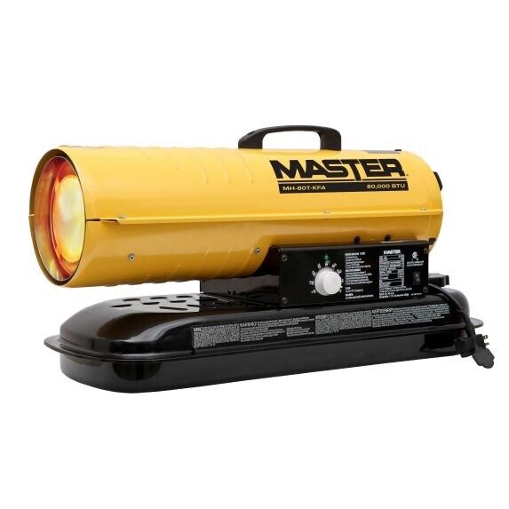 Master 80,000 BTU Battery Operated Kerosene/Diesel Forced Air Heater with T-stat
