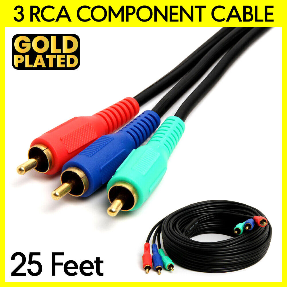 25 Feet 3 RCA Cable Three RCA Video Cord RGB YPbPr Component Cable for TV DVD