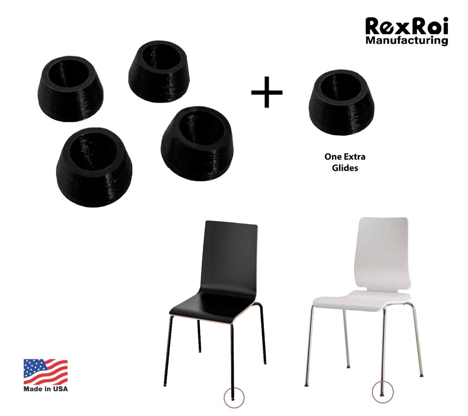 IKEA Gilbert Style Chair\'s Glide and feet plugs Replacement Feet (Pack of 4+1)