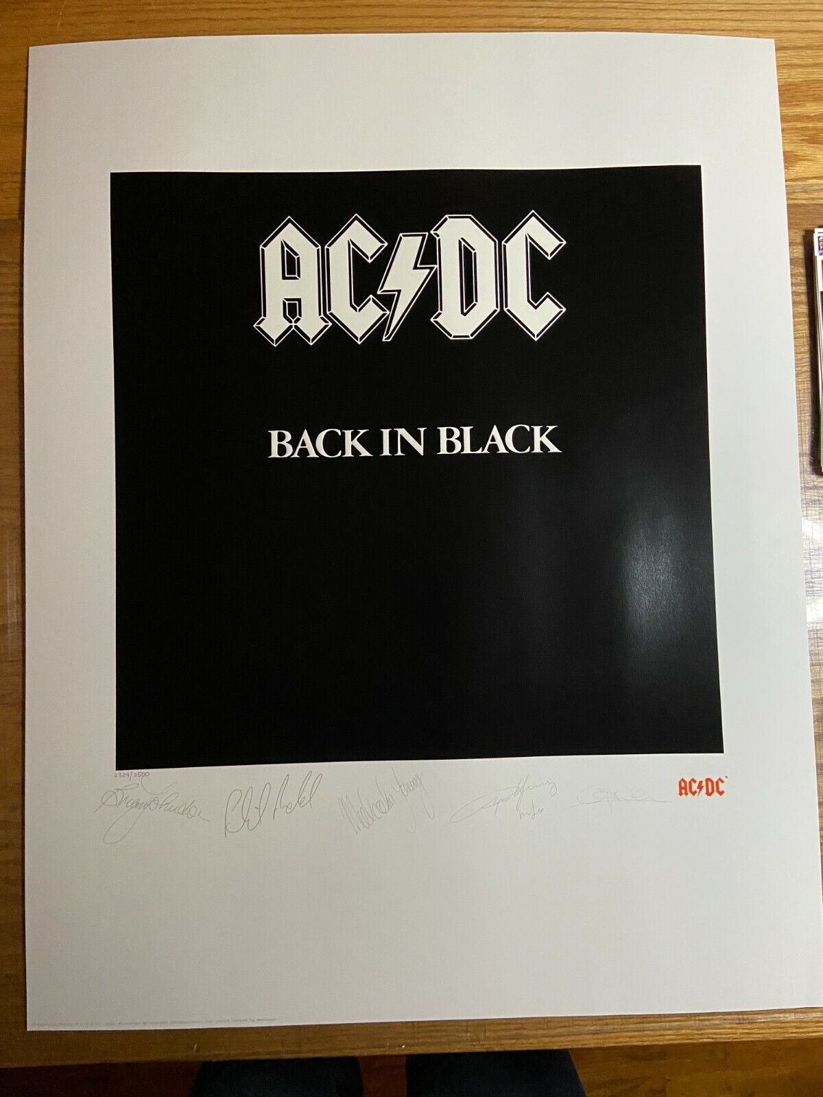 ACDC Back In Black Art Print Lithograph Poster Numbered w/COA OFFICIAL 