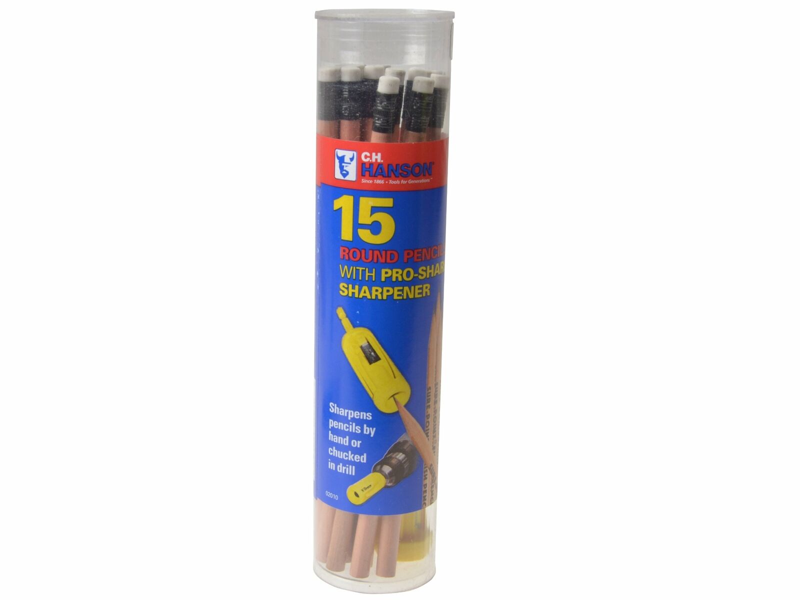 CH Hanson 15 Pack Finish Carpentry Round Pencil & Chuckable ProSharp Sharpener..