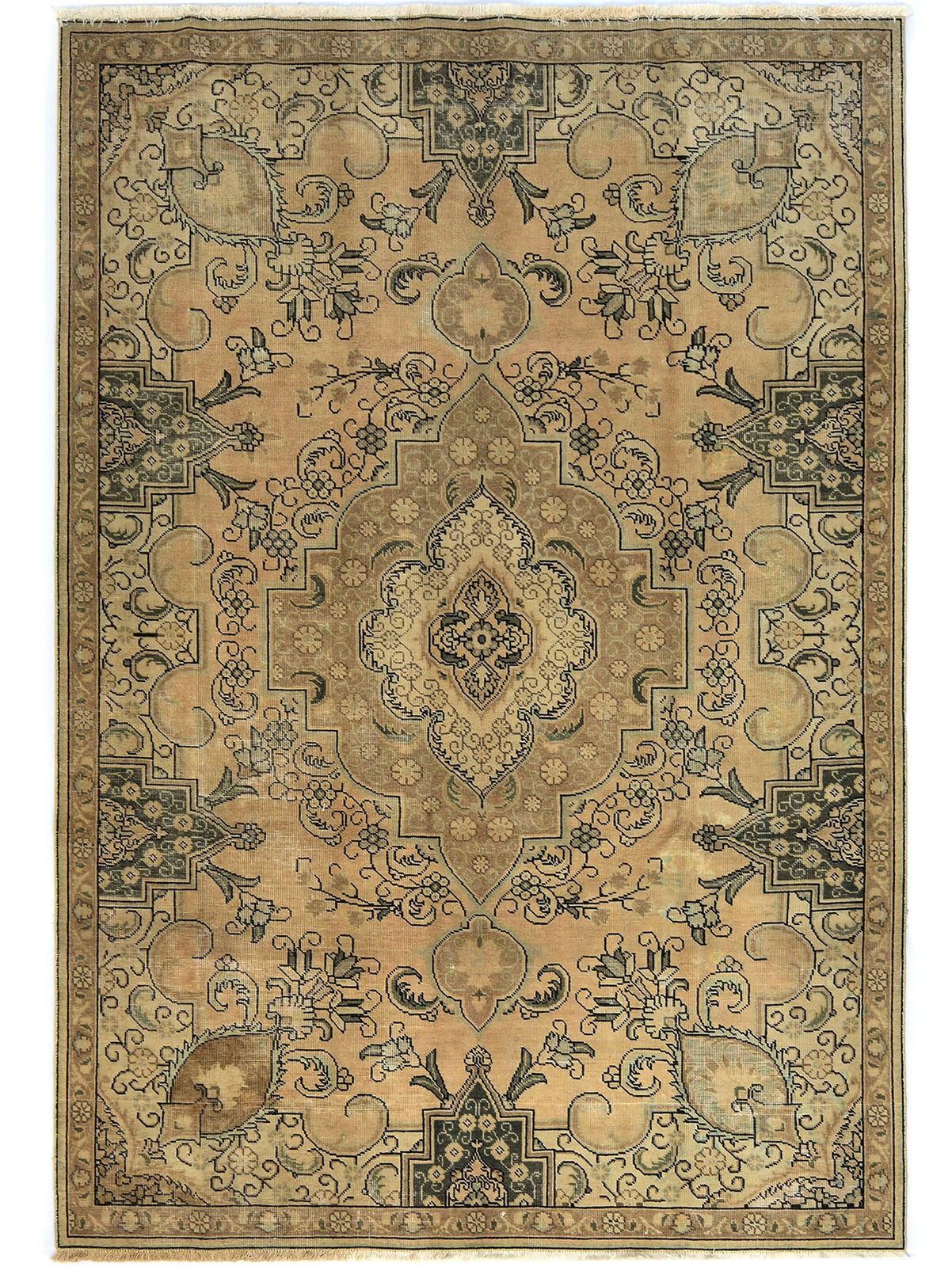 6X9 Distressed Vintage Floral Medallion Antique Oriental Rug Wool Carpet 6\'4X9\'4