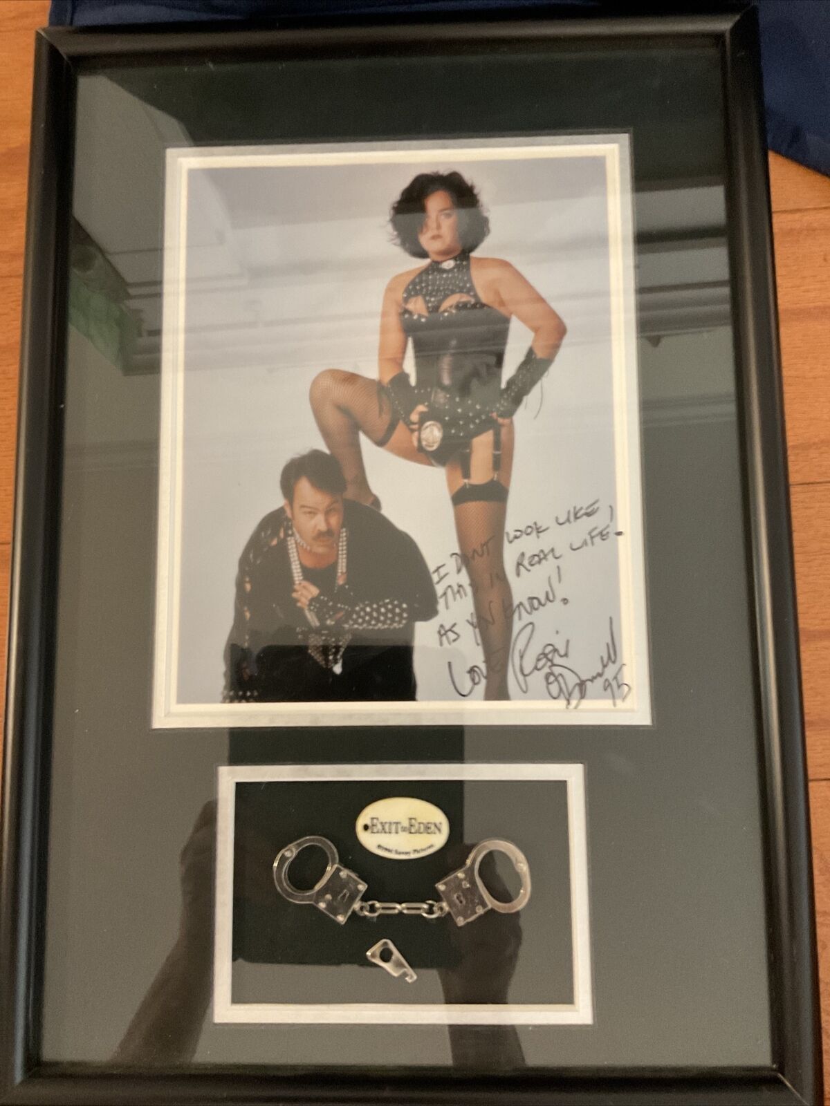 Unusual Early Rosie O’Donnell Framed Autographed with Memorabilia Exit to Eden